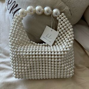 Bobbles & Lace White Pearl Beaded Women's Bag